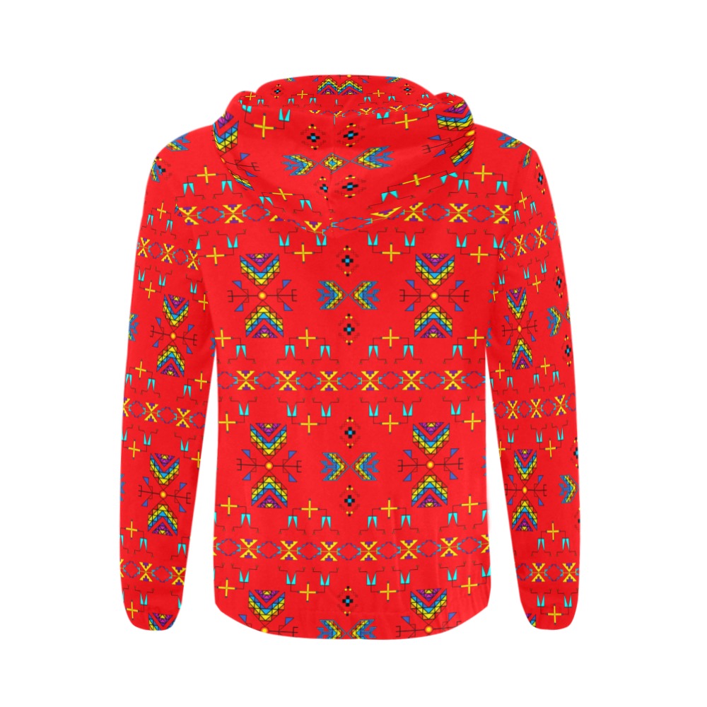 Rainy Chief Rainbow Red Men's Zipper Hoodie