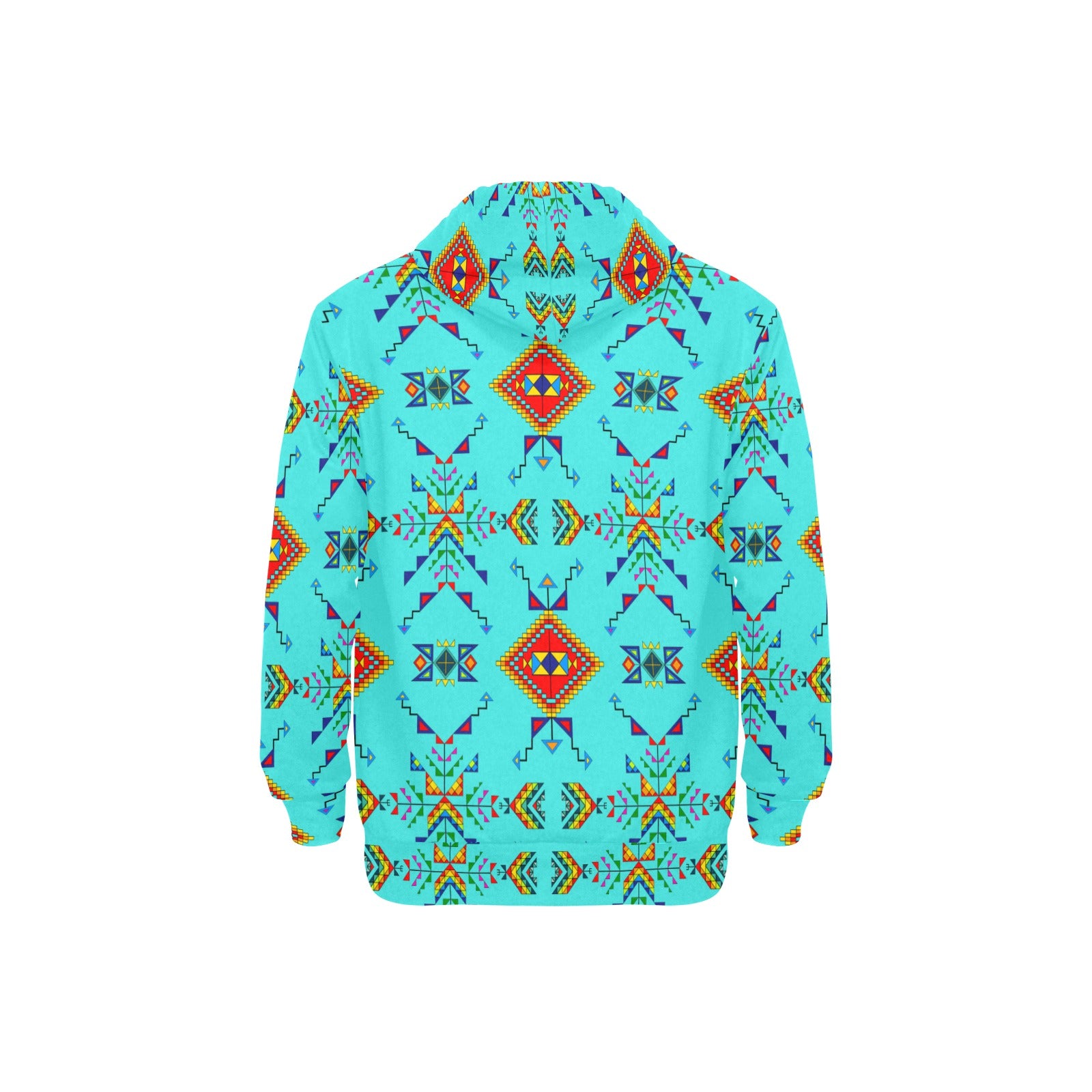 Buffalo Jump Turquoise Men's Long Sleeve Fleece Hoodie