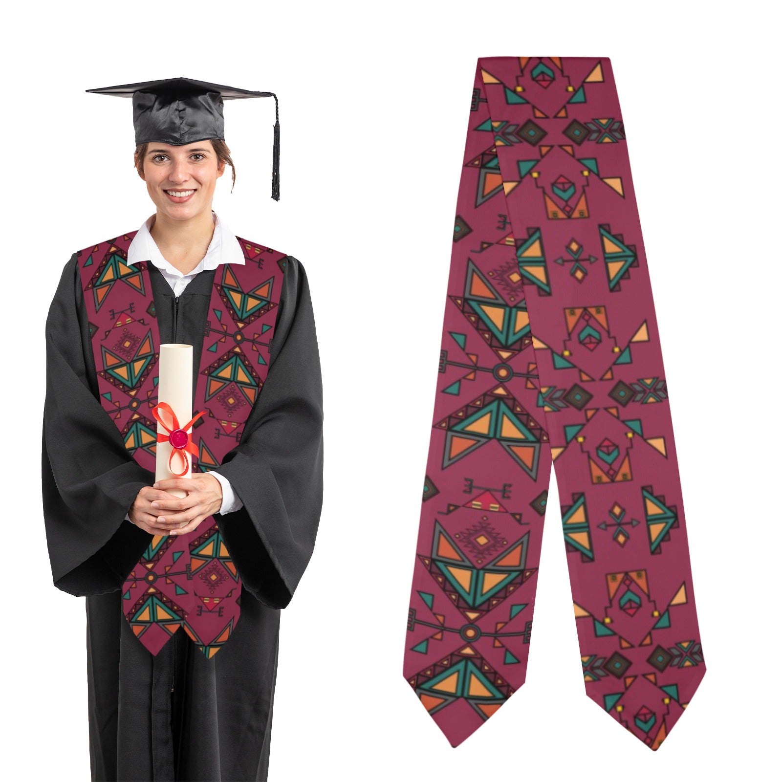 Arrow Dawn Maroon Graduation Stole