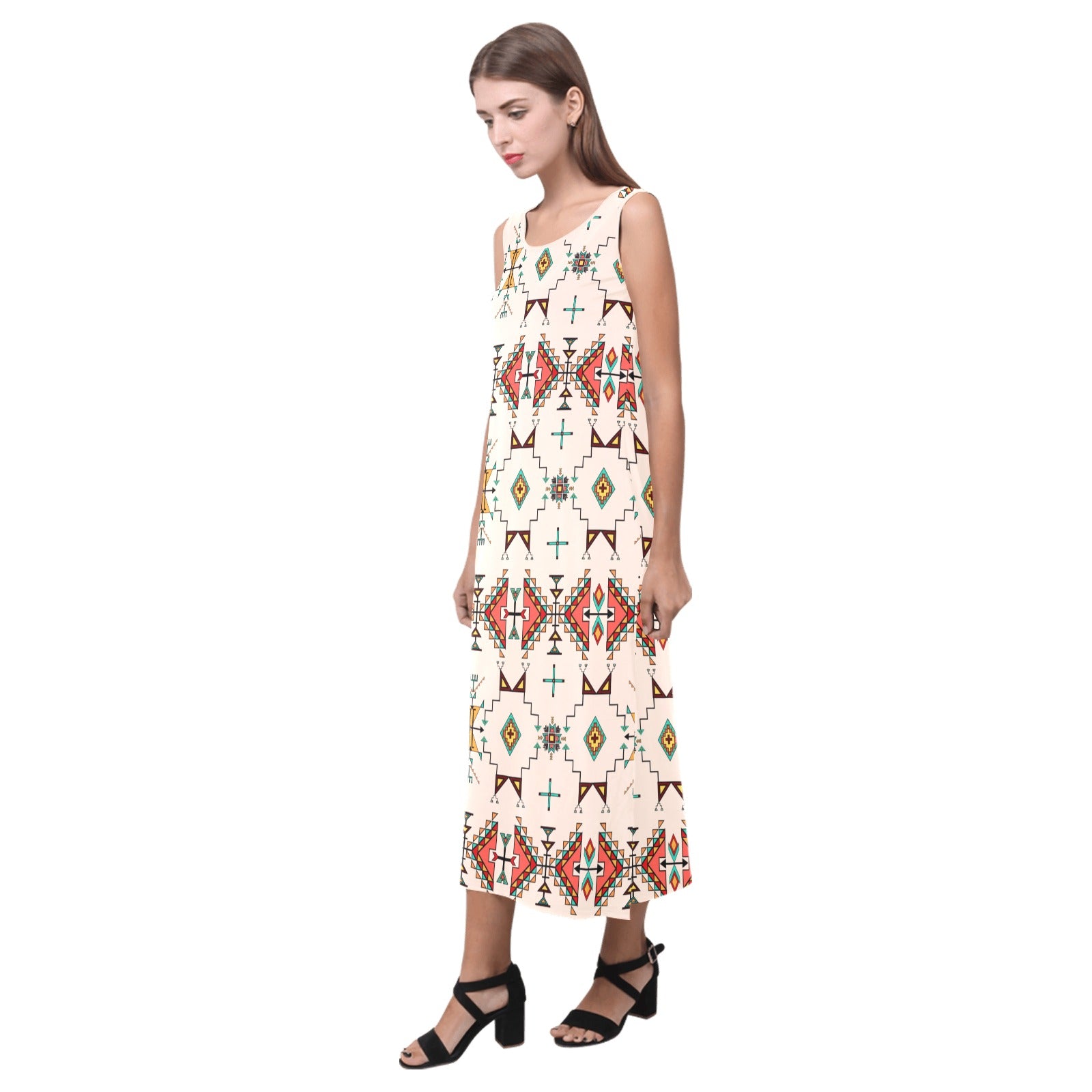 Thunder Flight Cream Phaedra Sleeveless Open Fork Long Dress