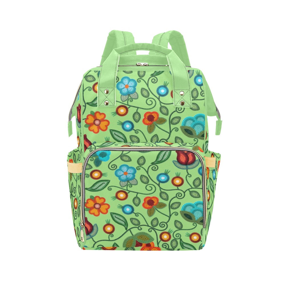 Prairie Fire Petals Sage Multi-Function Diaper Backpack/Diaper Bag