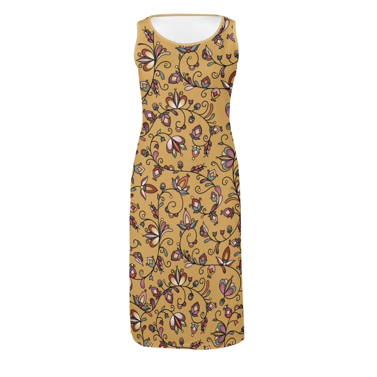 burnt gold dress Sky Petals Phaedra Sleeveless Open Fork Long MUJKA avatars