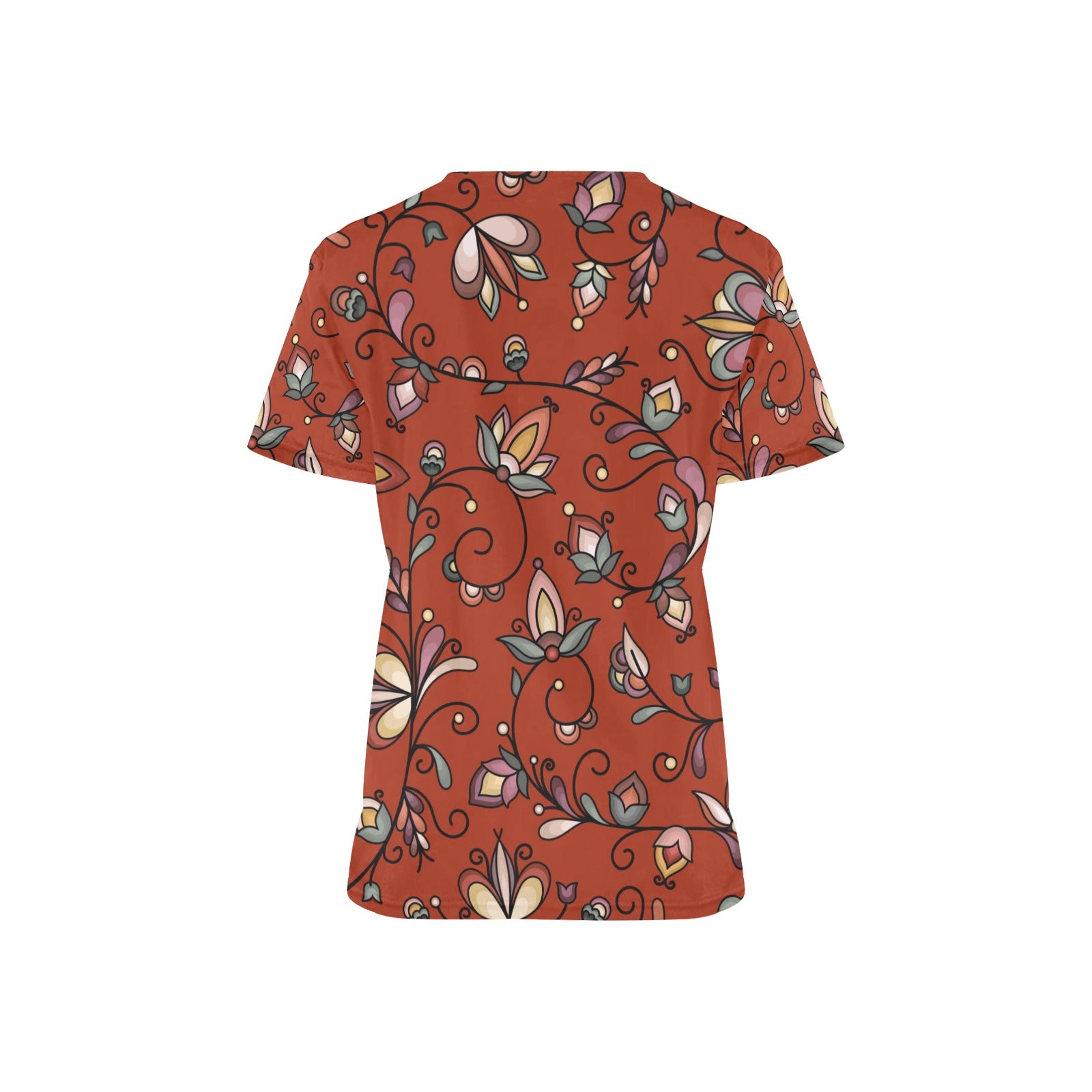 Burnt Sky Petals Red Scrub Top