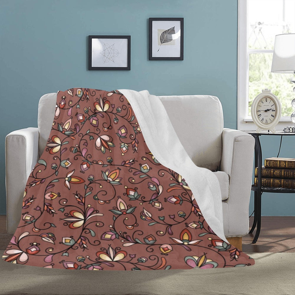Burnt Sky Petals Brown Ultra-Soft Micro Fleece Blanket 60"x80"