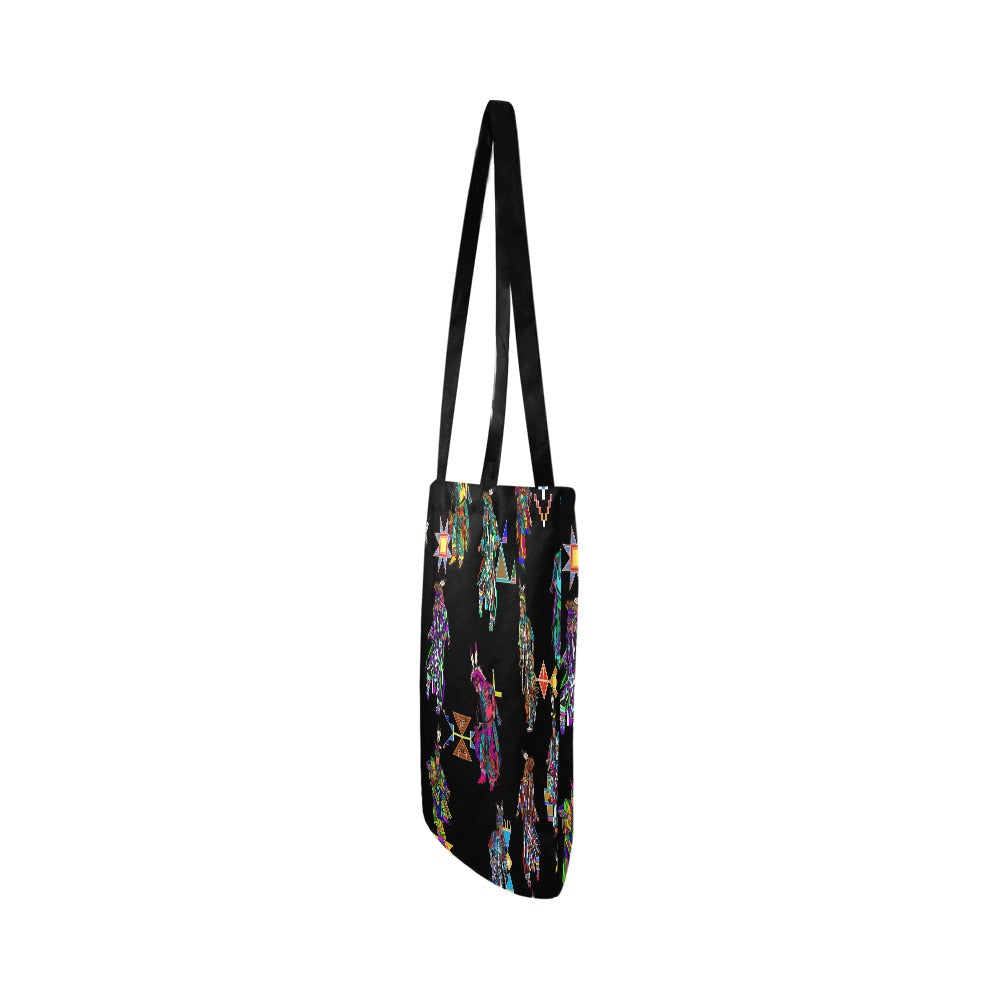 Men's Grass Dancers Black Reusable Shopping Bag (Two sides)