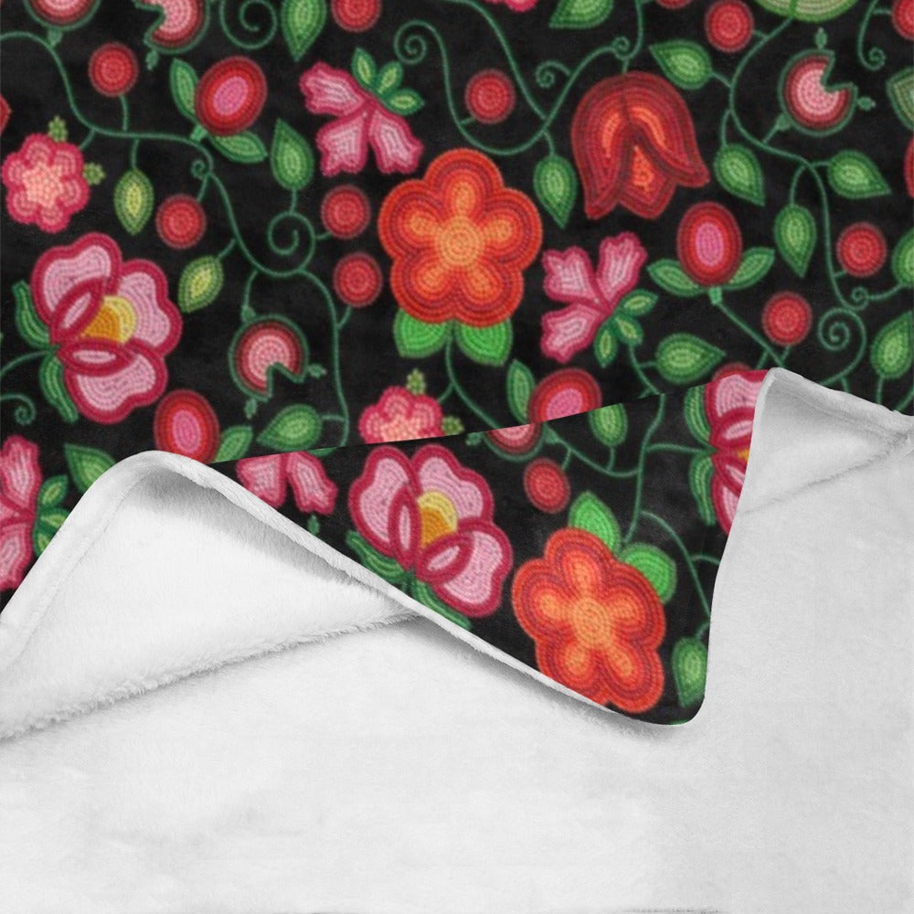Rose Reverie Black Ultra-Soft Micro Fleece Blanket 40"x50"