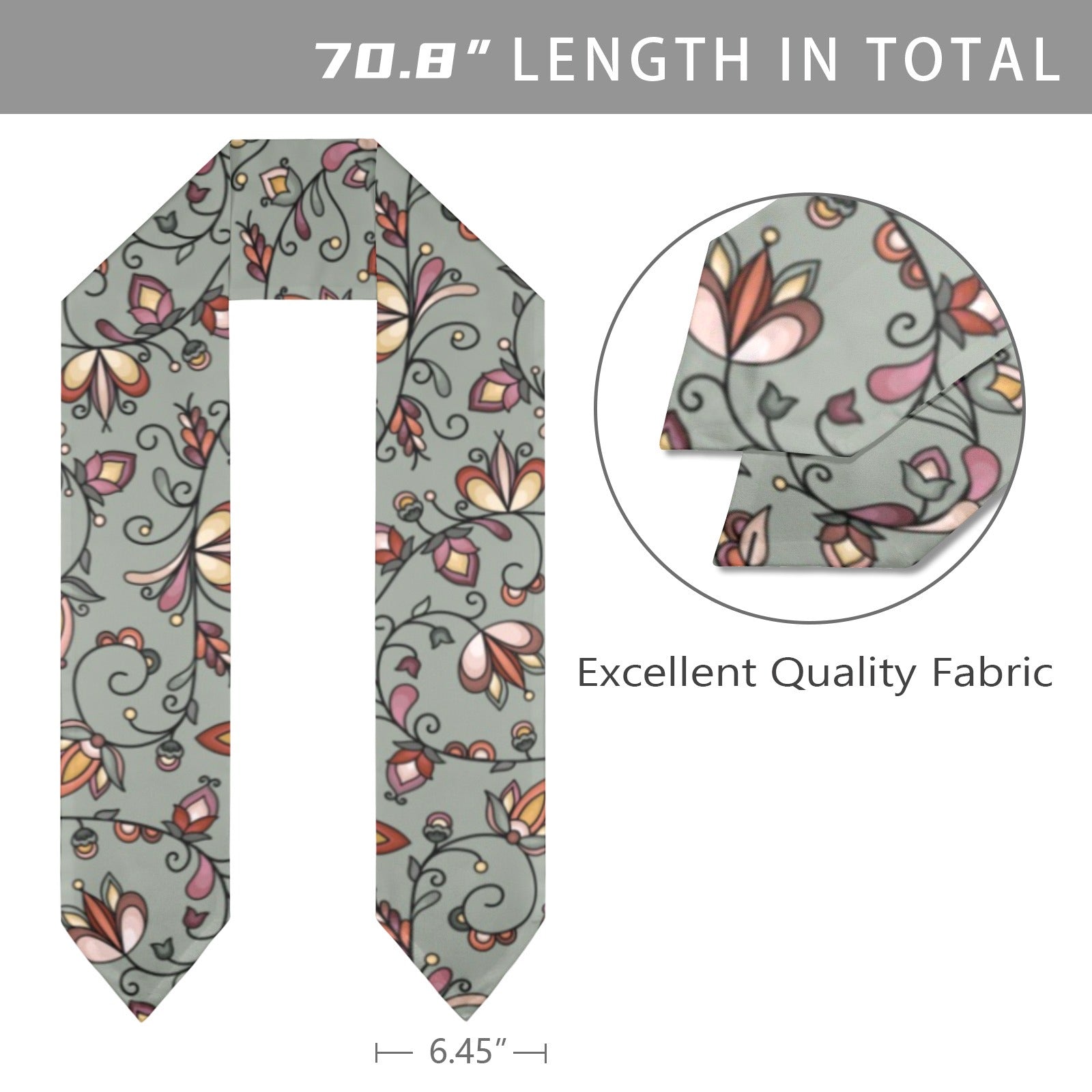 Burnt Sky Petals Green Graduation Stole