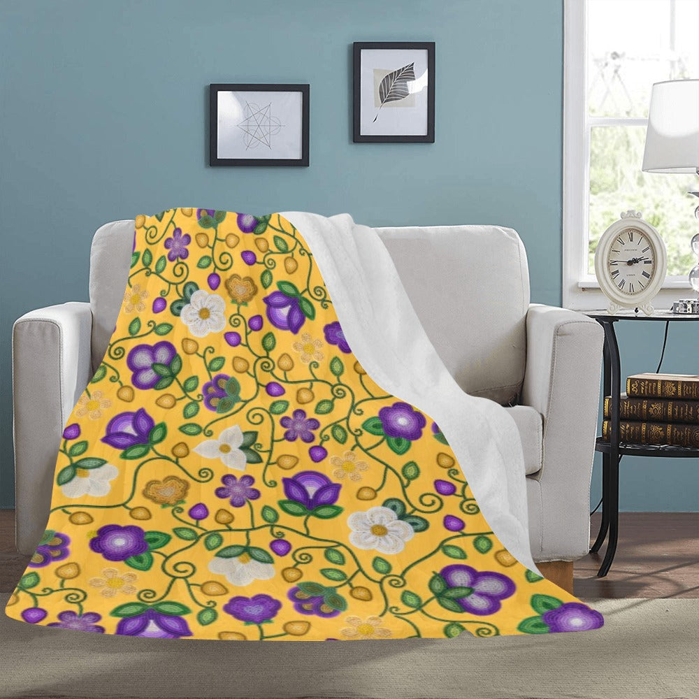 Midnight Moss Bloom Yellow Ultra-Soft Micro Fleece Blanket 60"x80"
