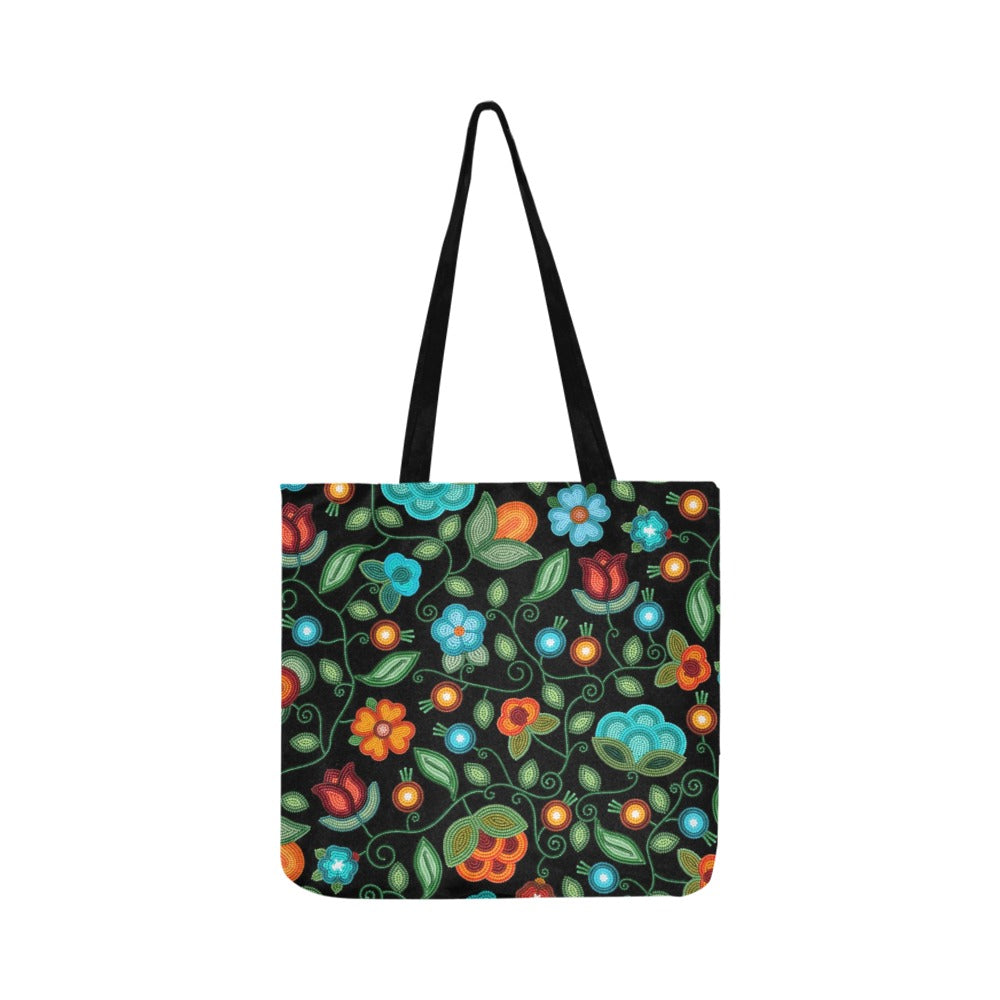 Prairie Fire Petals Black Reusable Shopping Bag (Two sides)