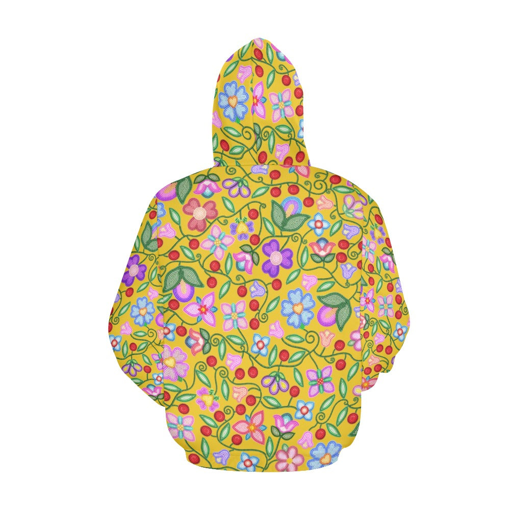 Petal Harmony Ochre All Over Print Hoodie for Women (USA Size)