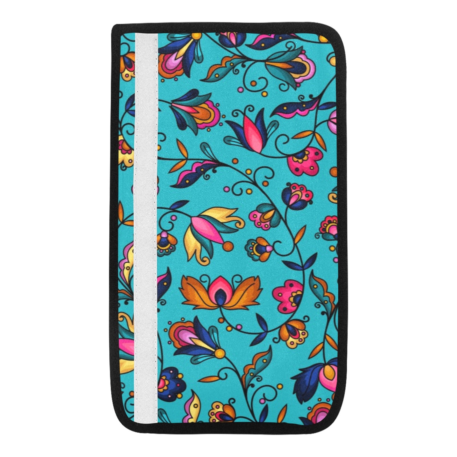 Copper Prairie Petals Turquoise Car Seat Belt Cover 7''x12.6'' (Pack of 2)