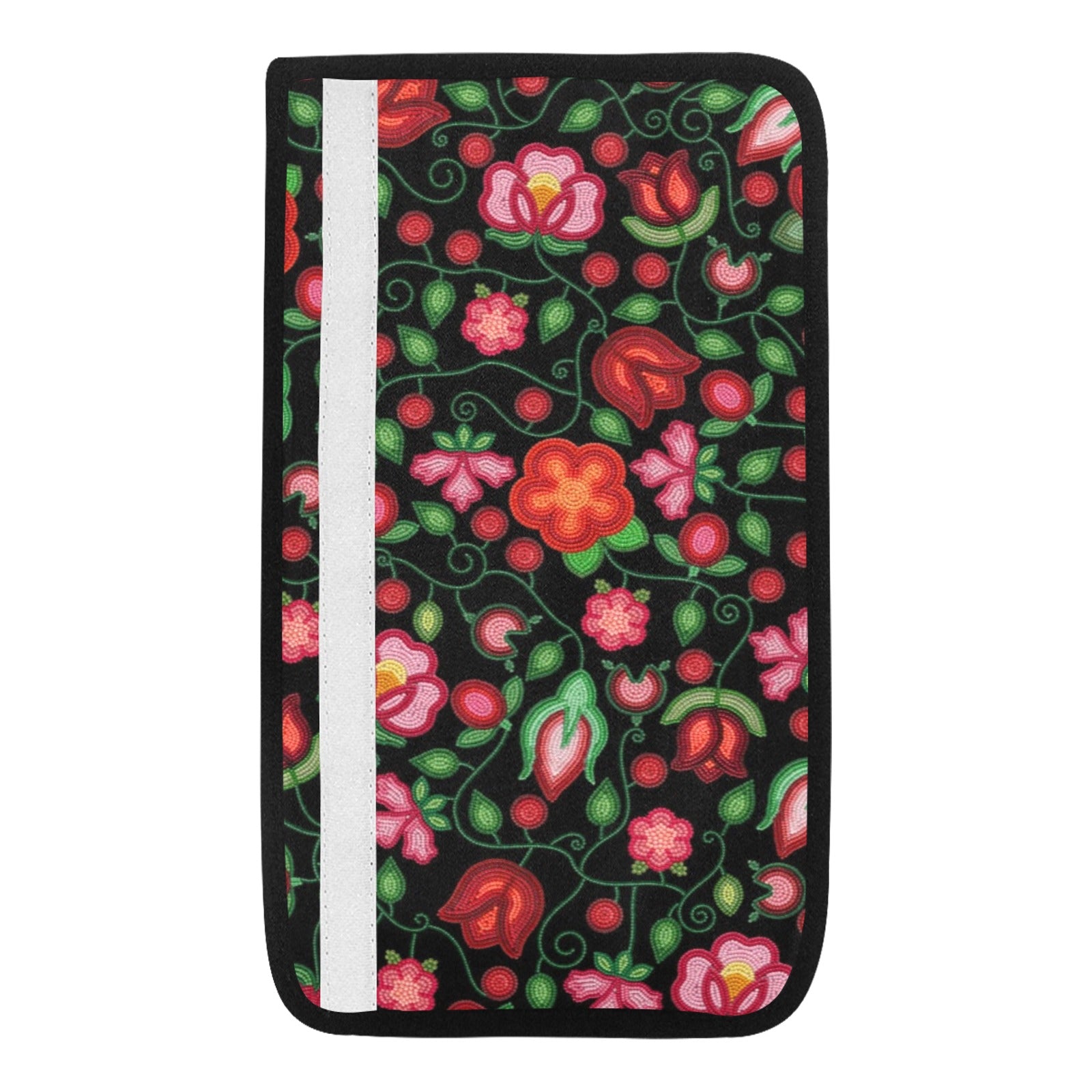 Rose Reverie Black Car Seat Belt Cover 7''x12.6'' (Pack of 2)