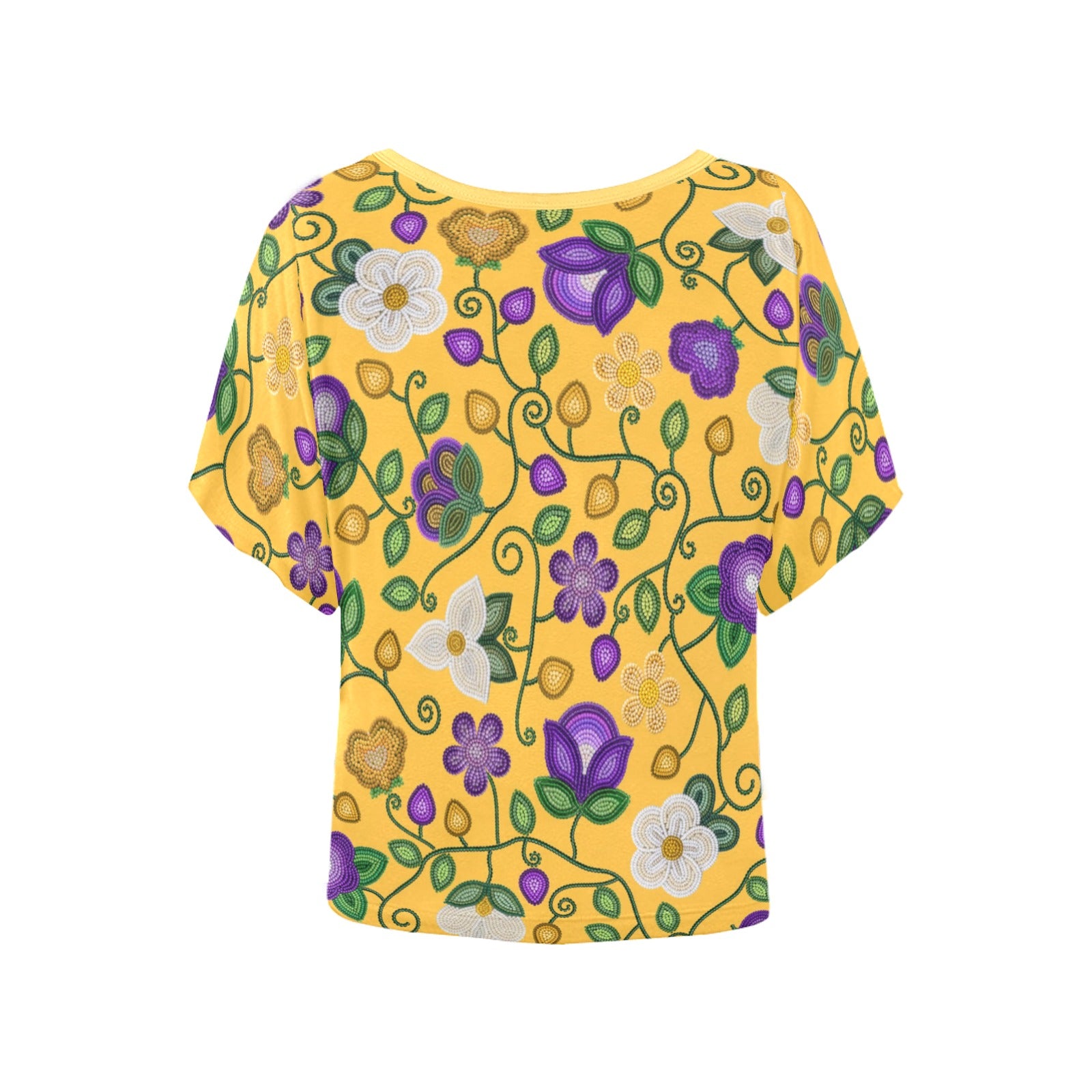 Midnight Moss Bloom Yellow Women's Batwing-Sleeved Blouse T-shirt