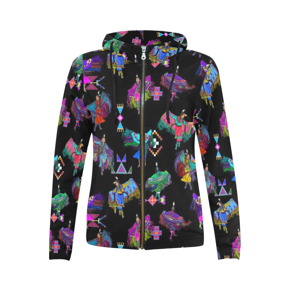 Women's Fancy Dancers Black Full Zip Hoodie for Women