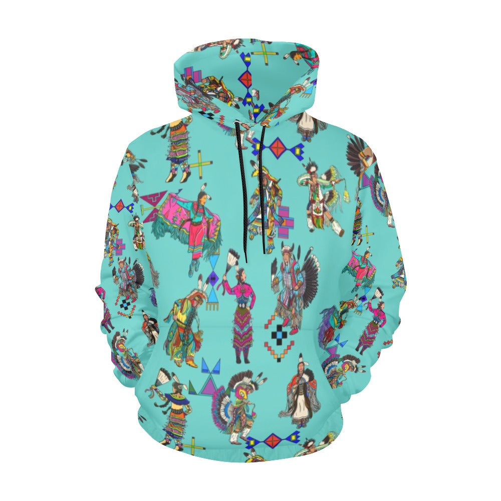 Grand Entry Dancers Eggshell Blue Hoodie for Women (USA Size)