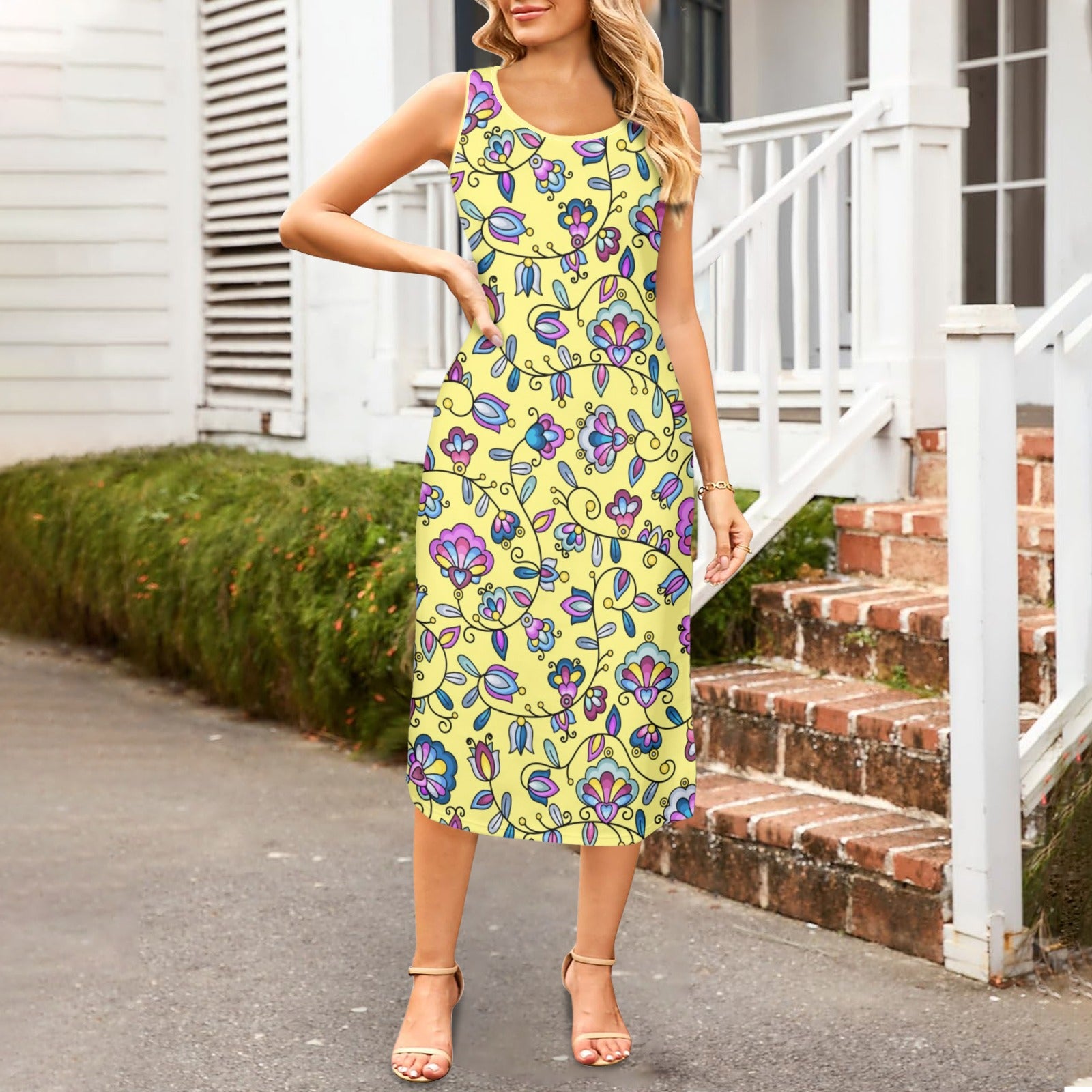 Autumn Bundle Blessing Yellow Phaedra Sleeveless Open Fork Long Dress