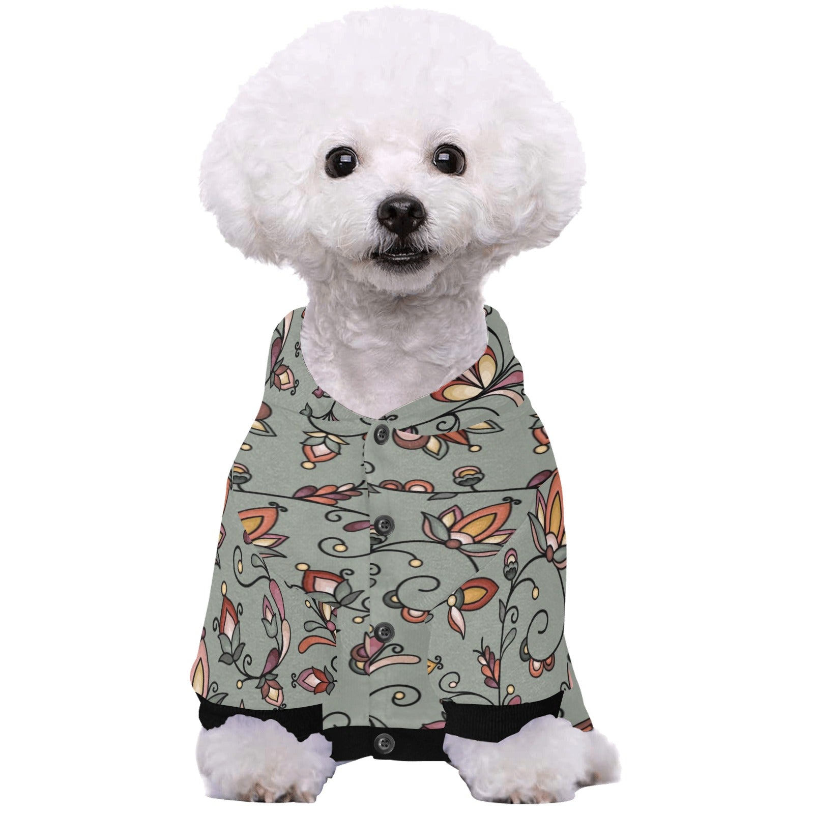 Burnt Sky Petals Green Pet Dog Hoodie