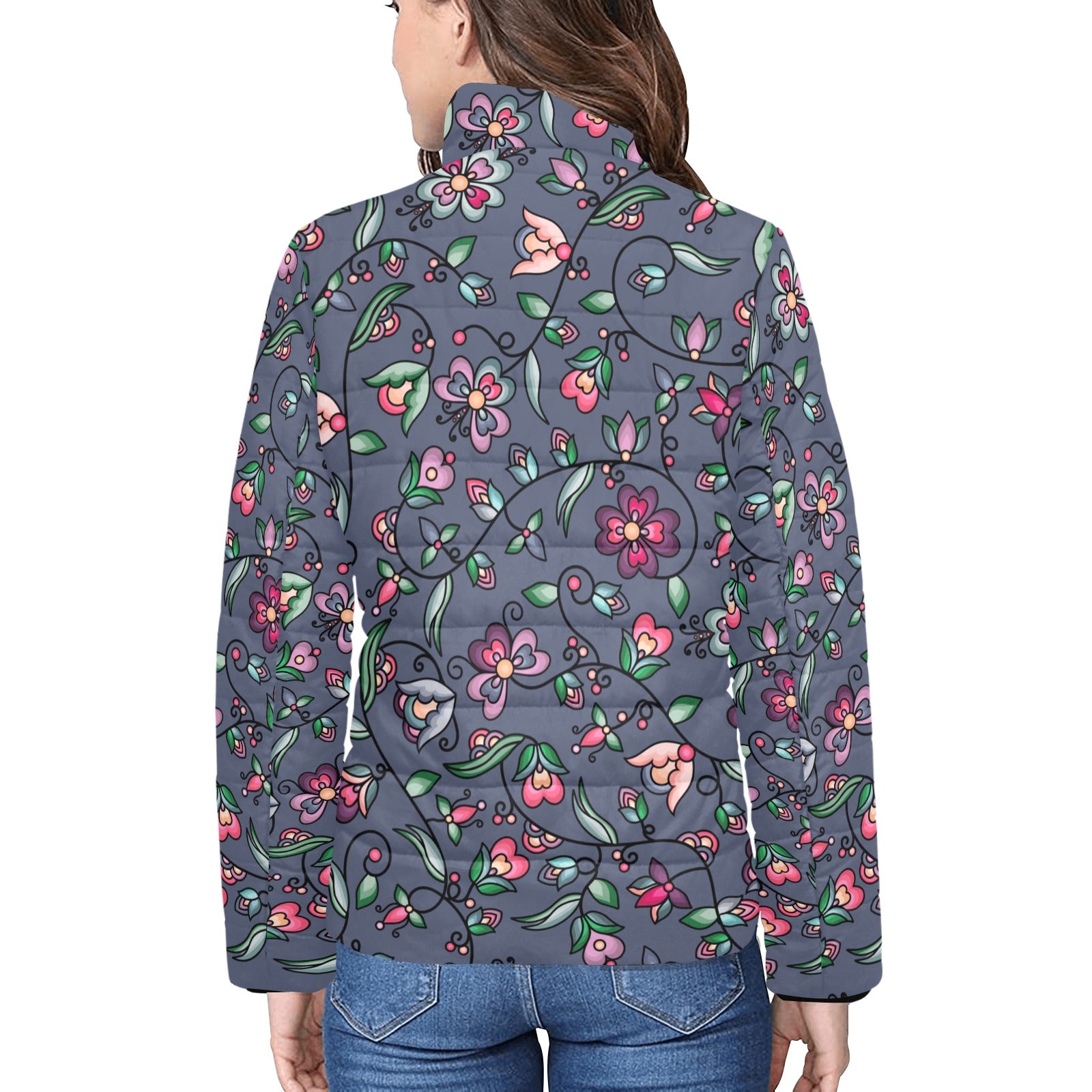 Amber Evening Garland Blue Women's Stand Collar Padded Jacket