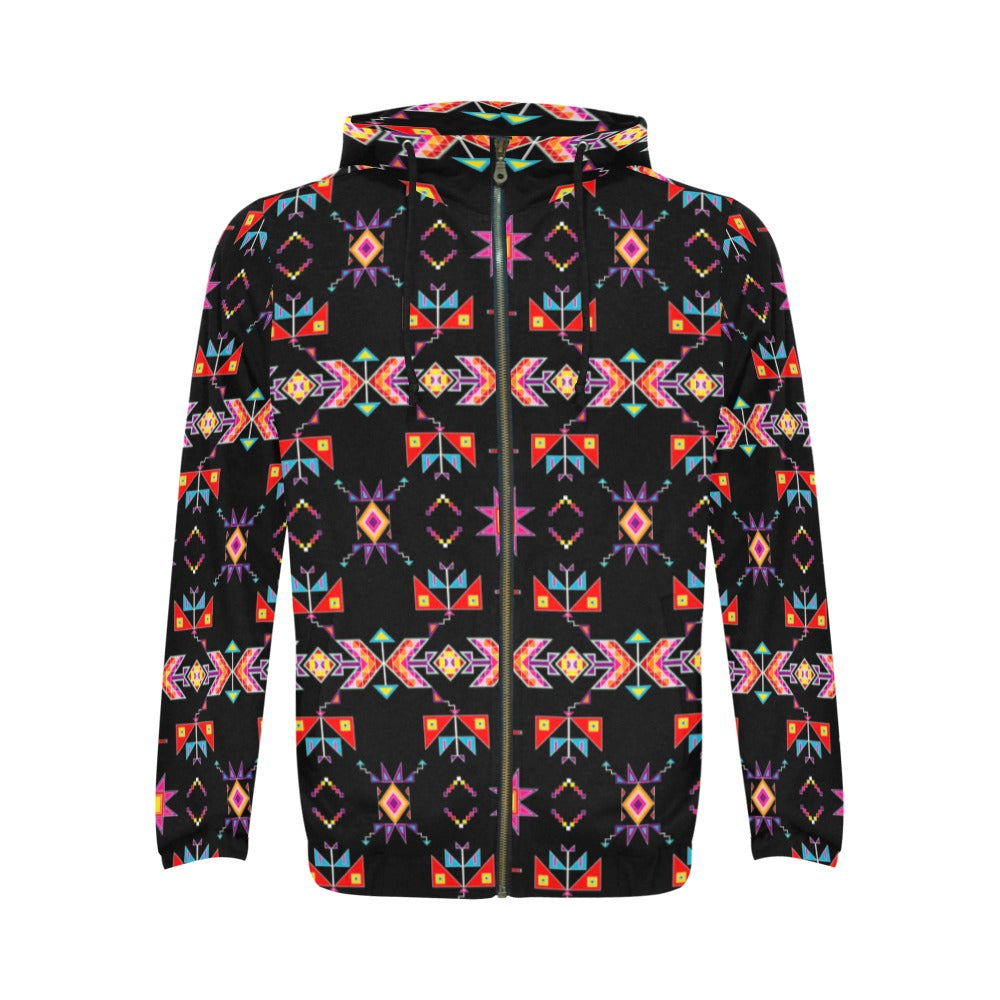 Scattered Generations Black Men's Zipper Hoodie