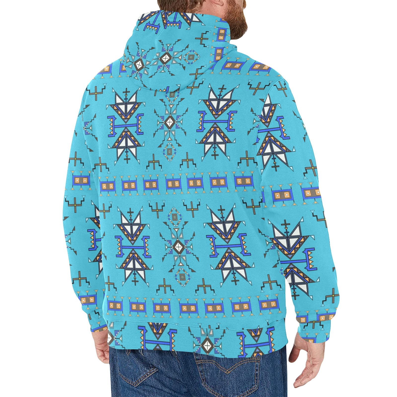 Eagle Strike Blue Men's Long Sleeve Fleece Hoodie