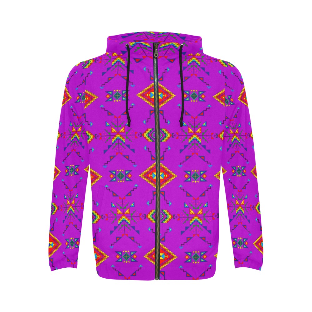 Buffalo Jump Purple Men's Zipper Hoodie