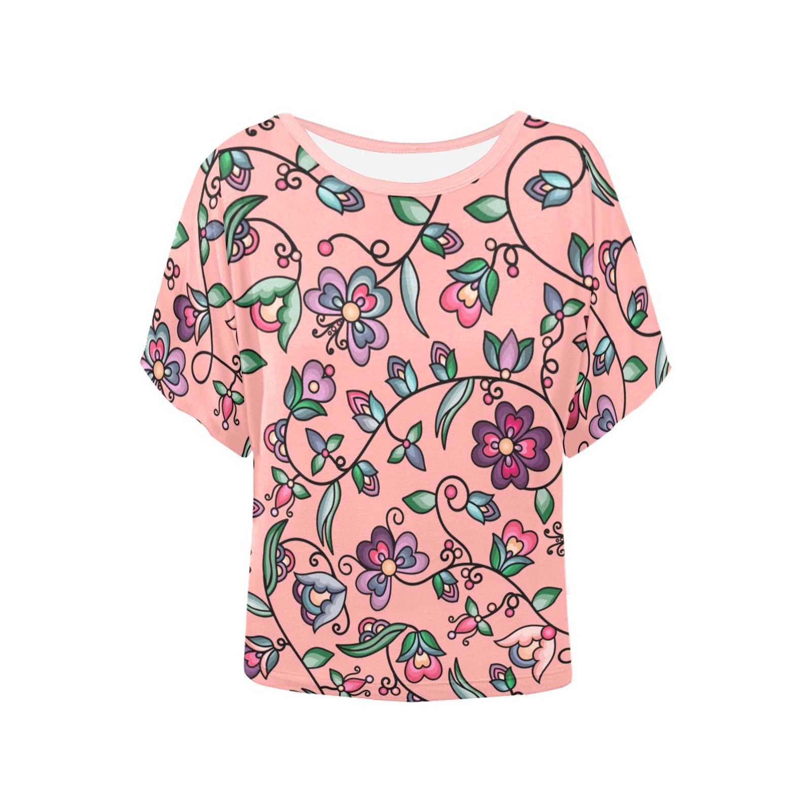 Amber Evening Garland Peach Women's Batwing-Sleeved Blouse T shirt