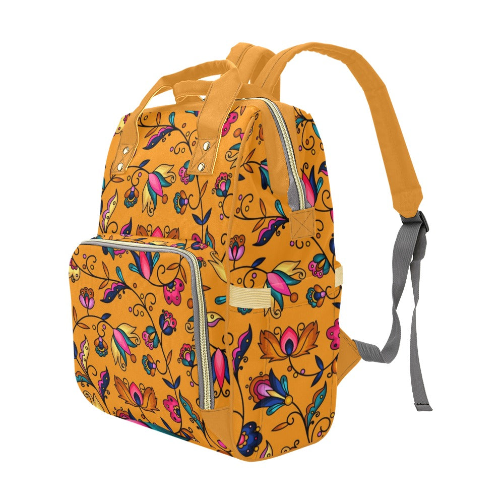 Copper Prairie Petals Orange Multi-Function Diaper Backpack/Diaper Bag