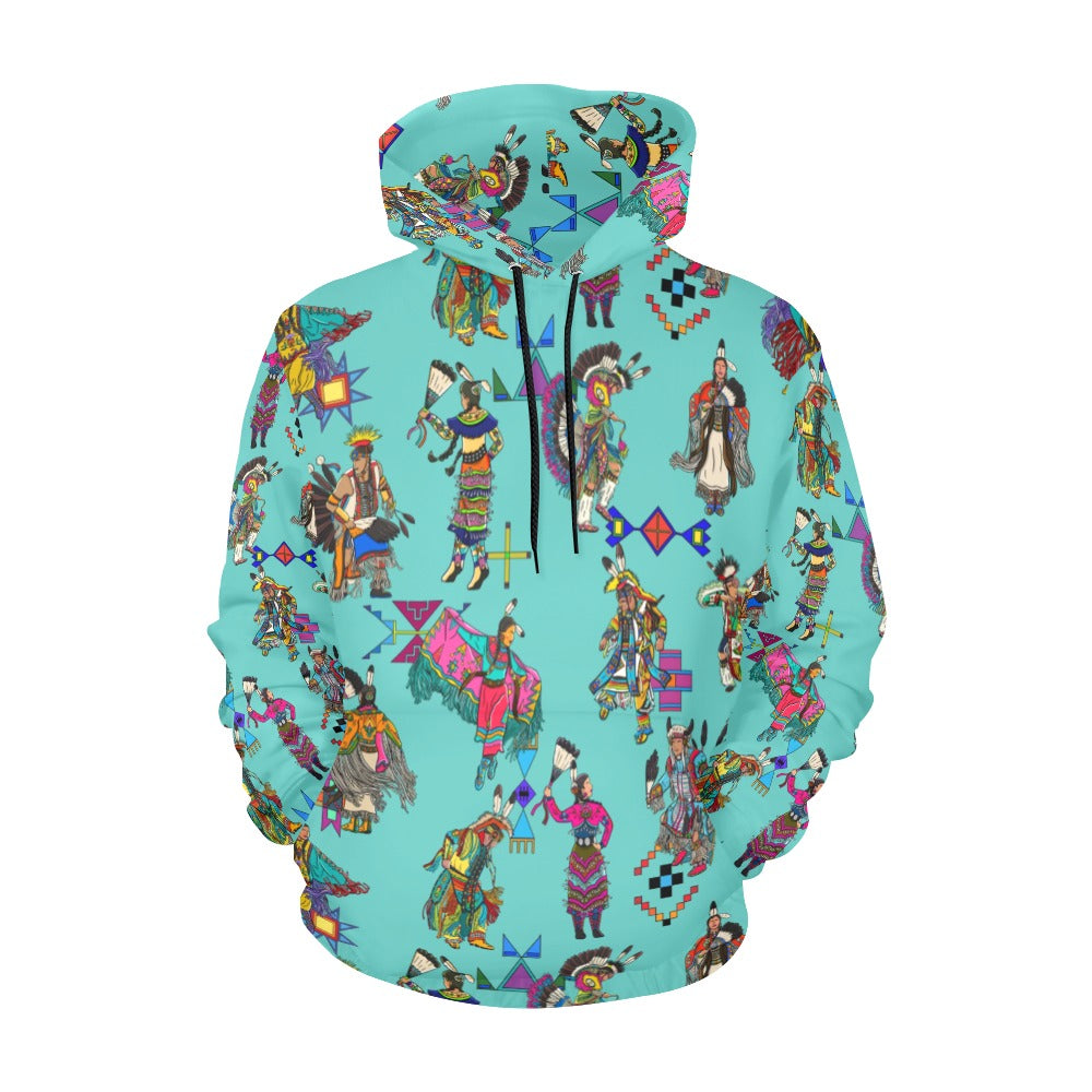 Grand Entry Dancers Eggshell Blue Hoodie for Women (USA Size)
