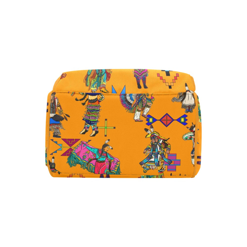 Grand Entry Dancers Orange Multi-Function Diaper Backpack/Diaper Bag