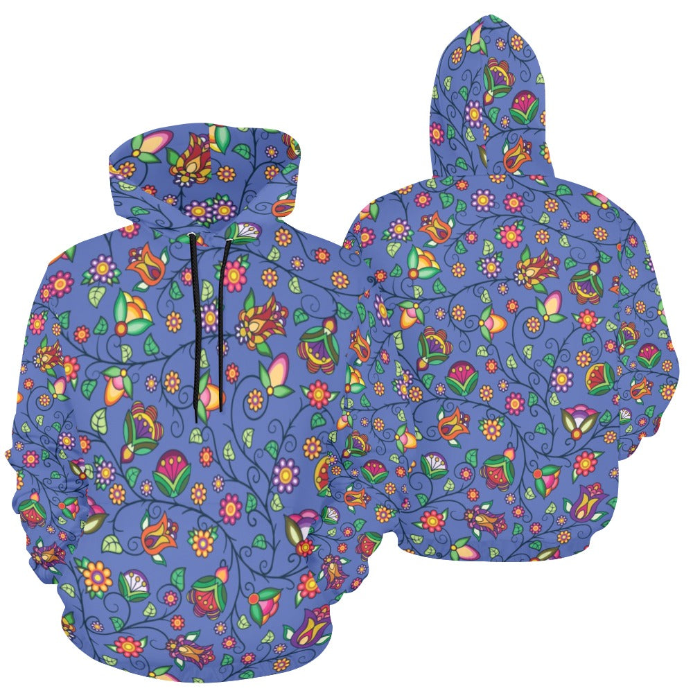 Heartbeat Petals Blue Hoodie for Women (USA Size)
