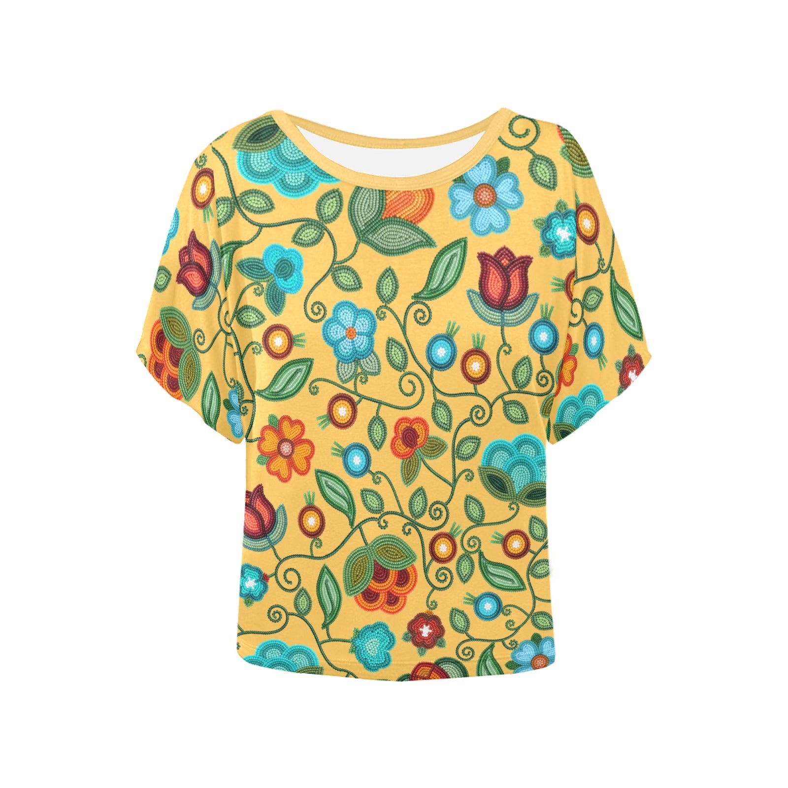 Prairie Fire Petals Honey Women's Batwing-Sleeved Blouse T-shirt