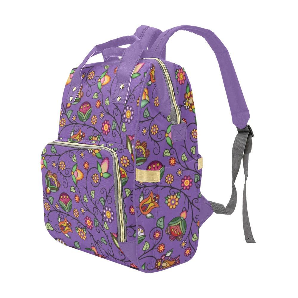 Heartbeat Petals Purple Multi-Function Diaper Backpack/Diaper Bag