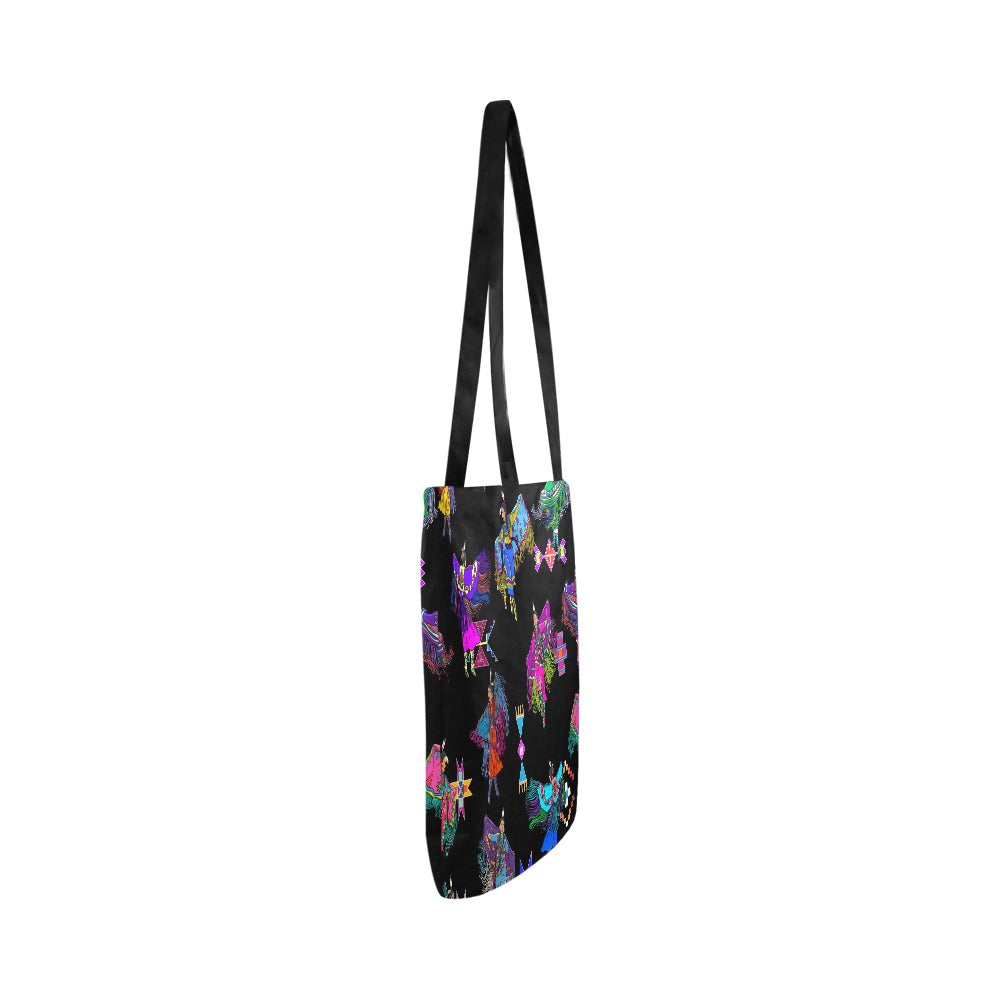 Women's Fancy Dancers Black Reusable Shopping Bag (Two sides)