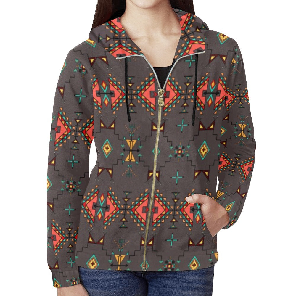 Thunder Flight Gray Full Zip Hoodie for Women