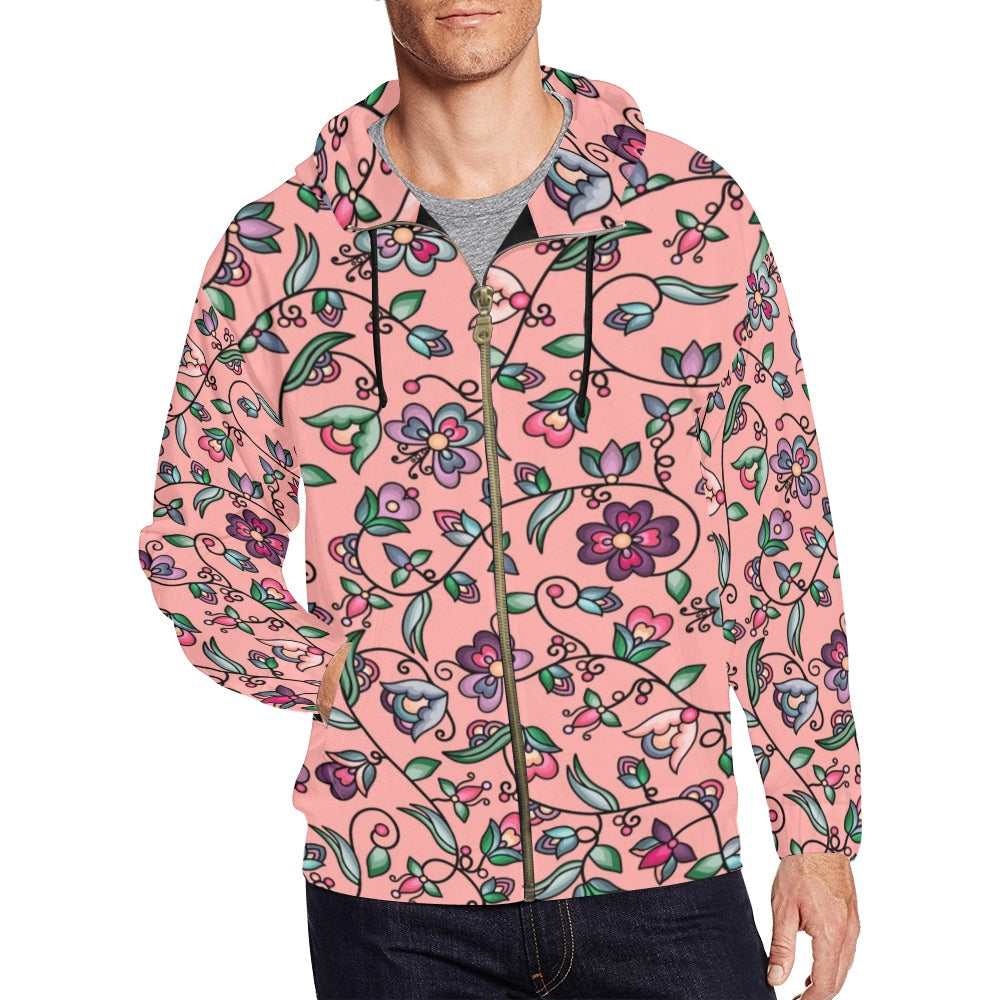 Amber Evening Garland Peach Men's Zipper Hoodie