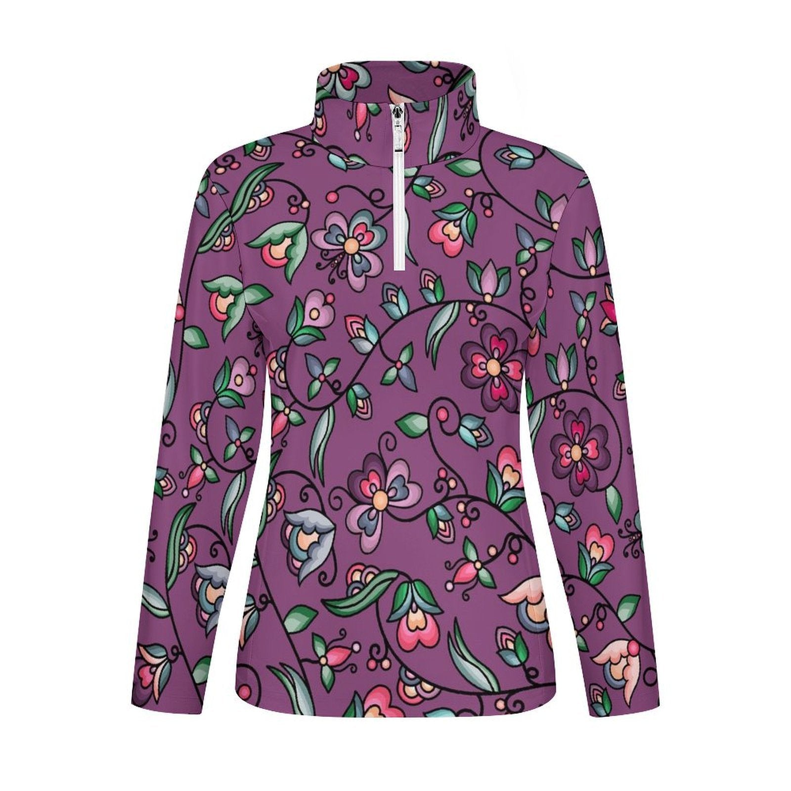 Amber Evening Garland Purple Long Sleeve Yoga Shirt