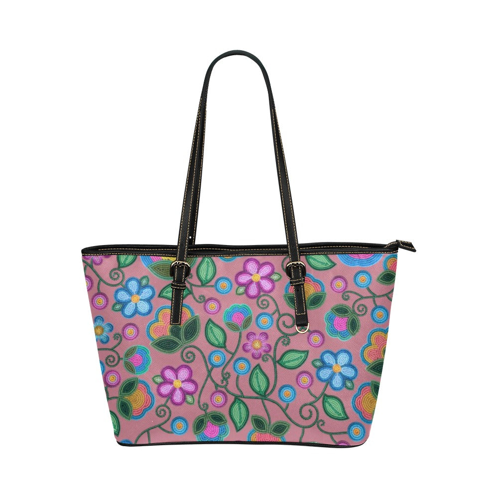 Turquoise Sunbeam Peach Leather Tote Bag/Large