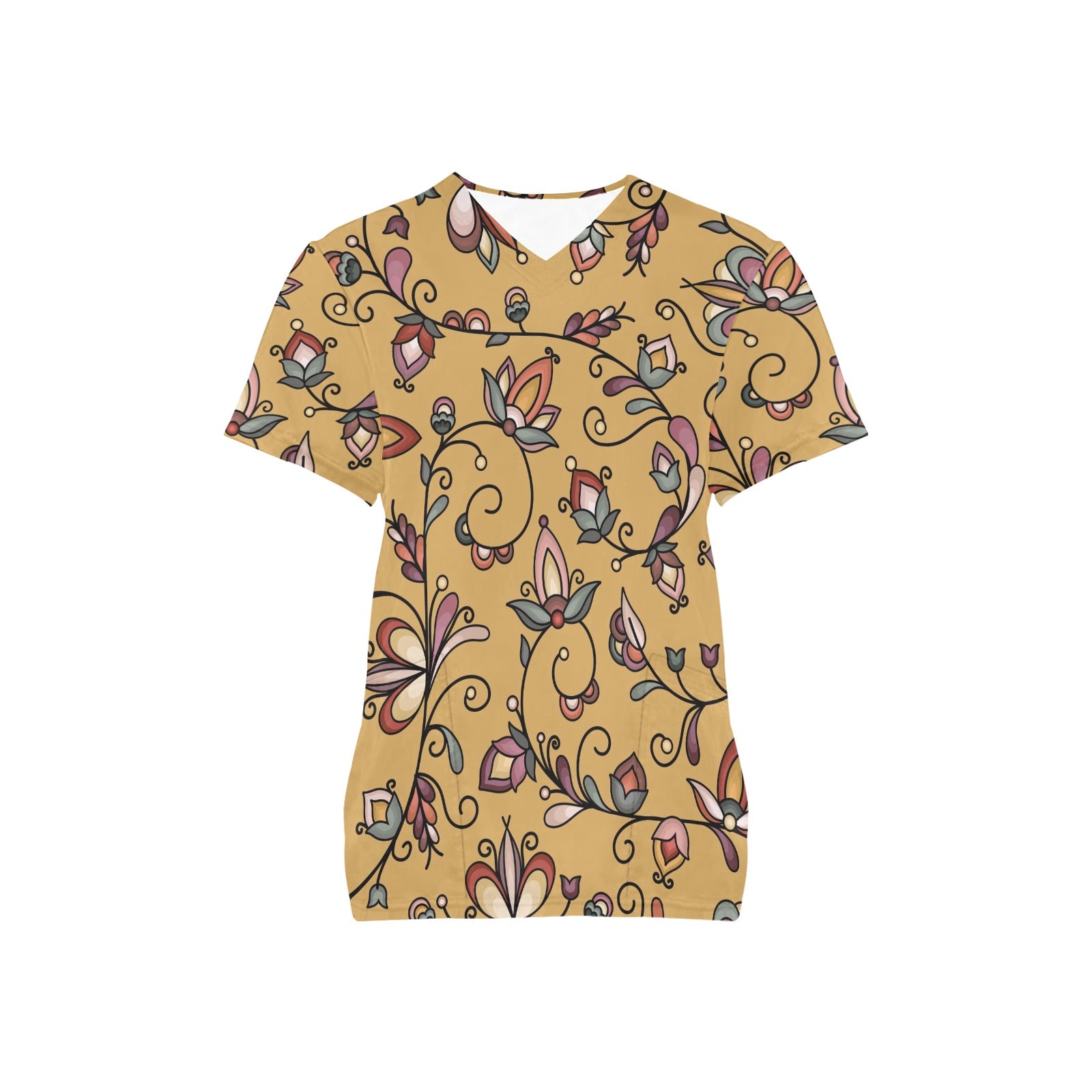 Burnt Sky Petals Gold Scrub Top