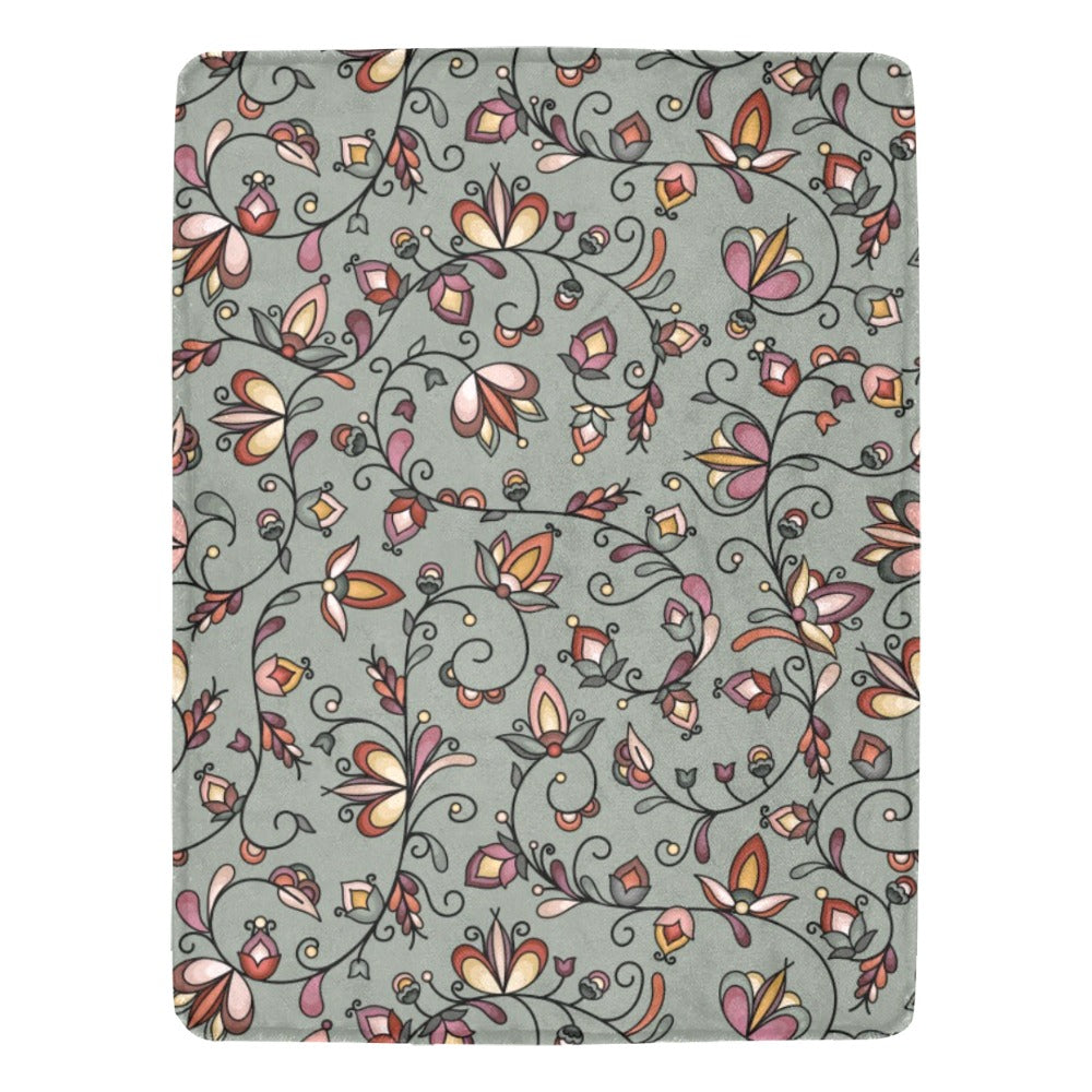 Burnt Sky Petals Green Ultra-Soft Micro Fleece Blanket 60"x80"