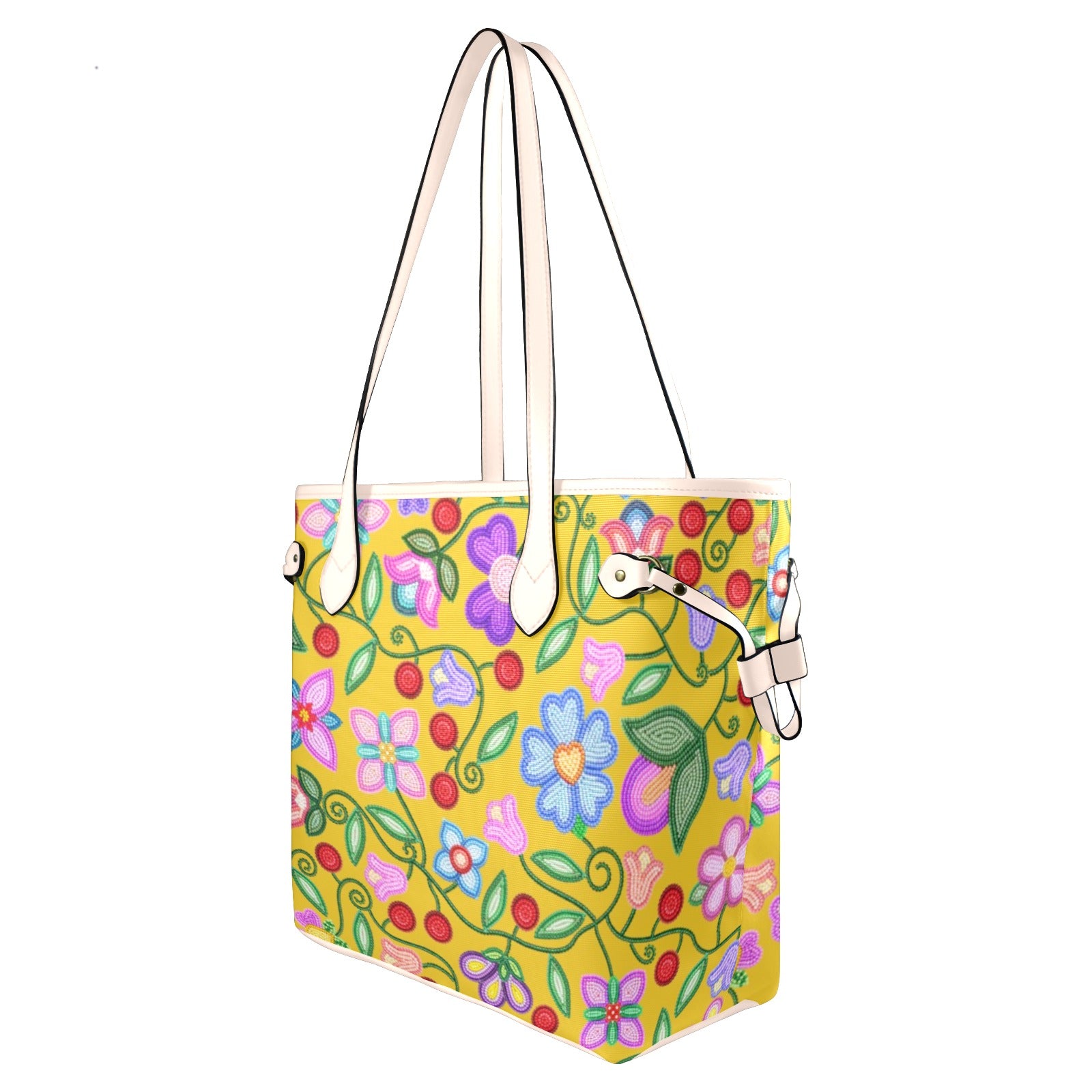 Petal Harmony Ochre Clover Canvas Tote Bag
