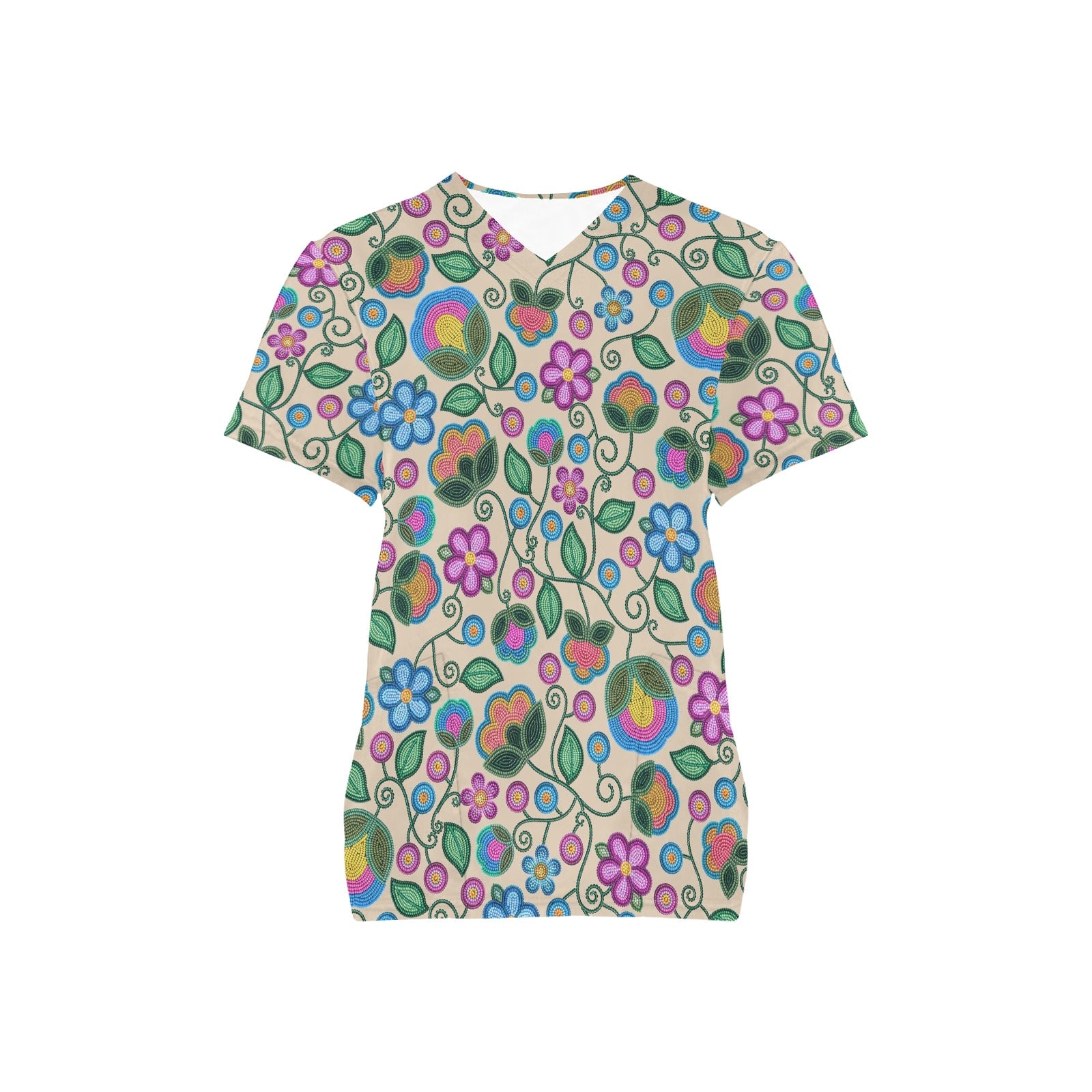 Turquoise Sunbeam Cream Scrub Top