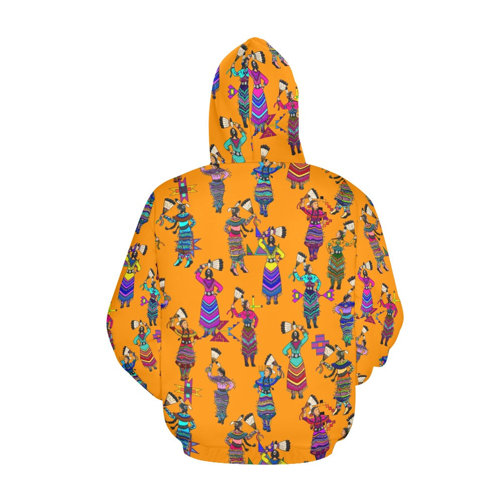 Women's Jingle Dancers Orange Hoodie for Women (USA Size)