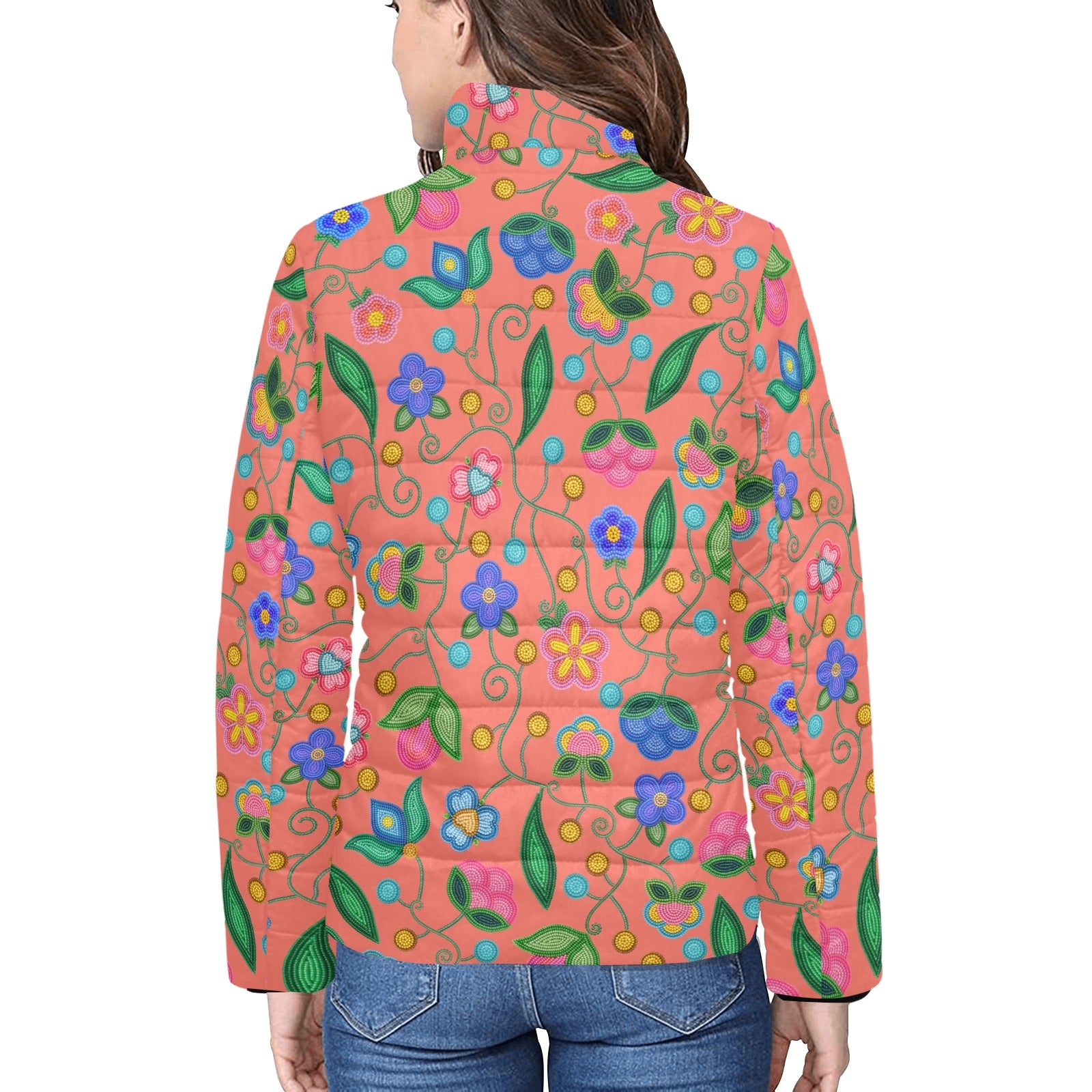 Skyberry Serenade Peach Women's Stand Collar Padded Jacket