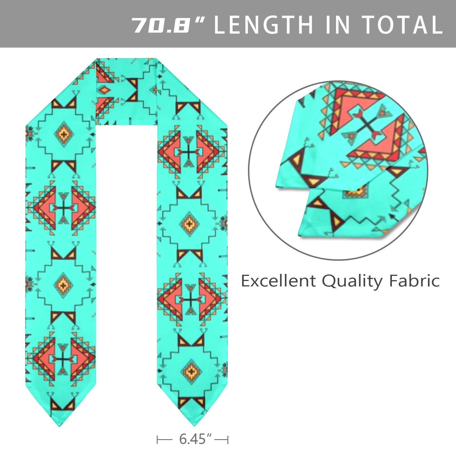 Thunder Flight Turquoise Graduation Stole