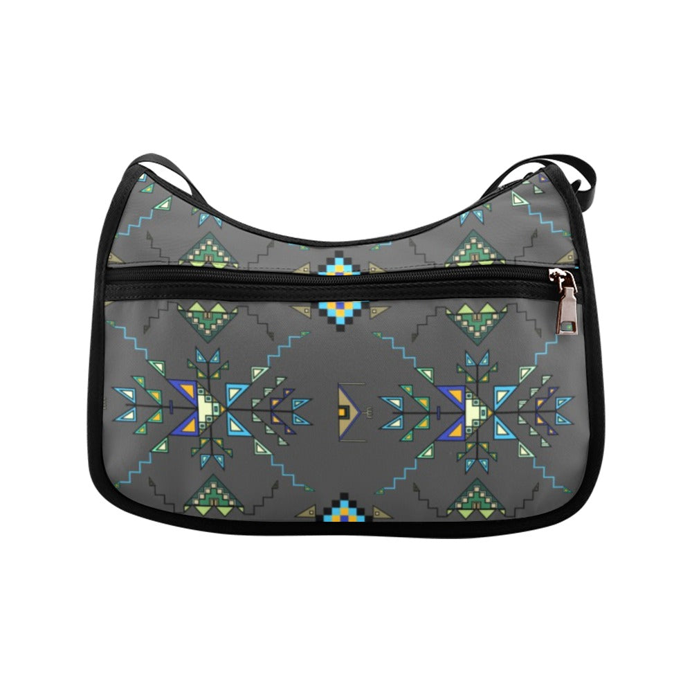 Bear Shield Fabric Gray Crossbody Bag