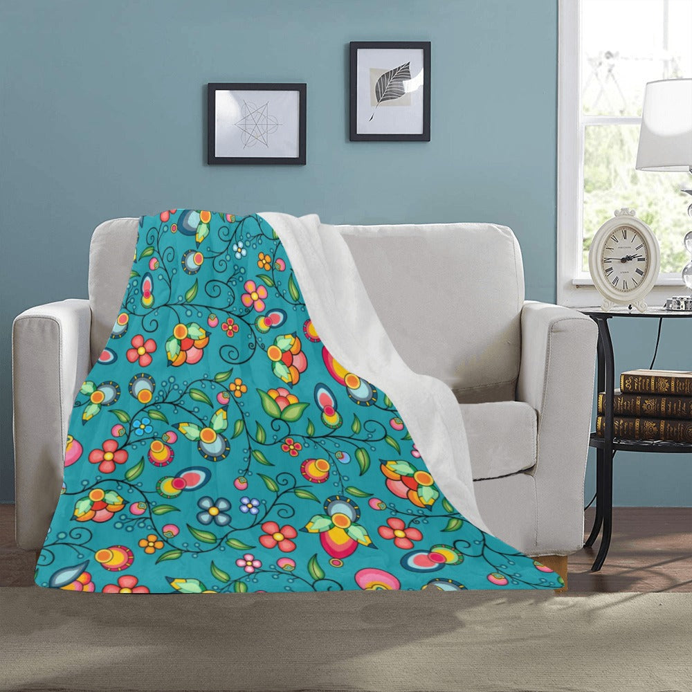 Floral Bounty Teal Ultra-Soft Micro Fleece Blanket 40"x50"