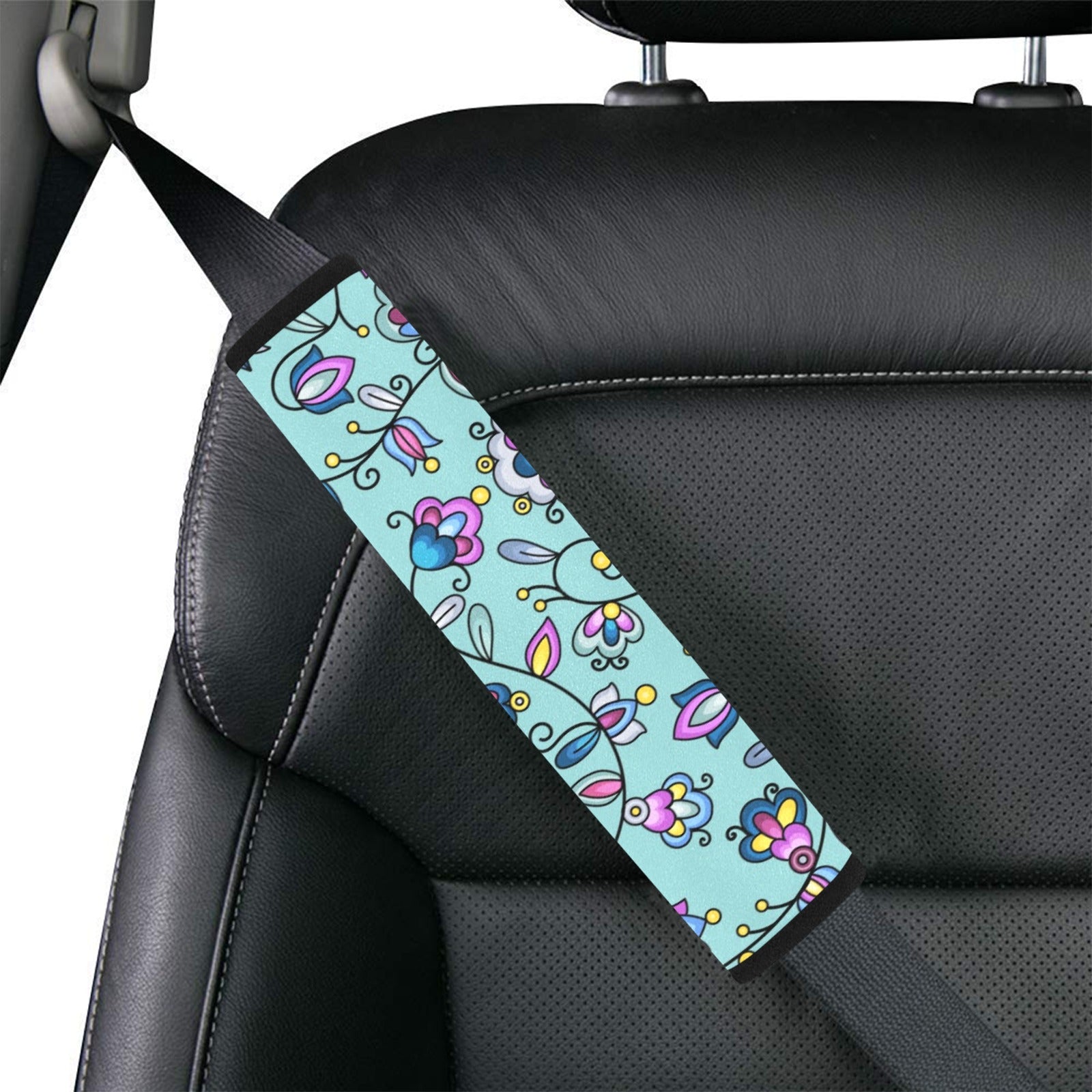Autumn Bundle Blessing Turquoise Car Seat Belt Cover 7''x12.6'' (Pack of 2)