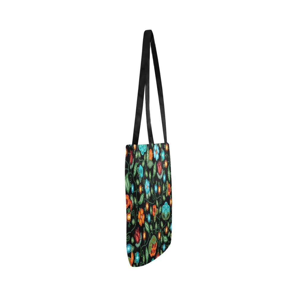 Prairie Fire Petals Black Reusable Shopping Bag (Two sides)