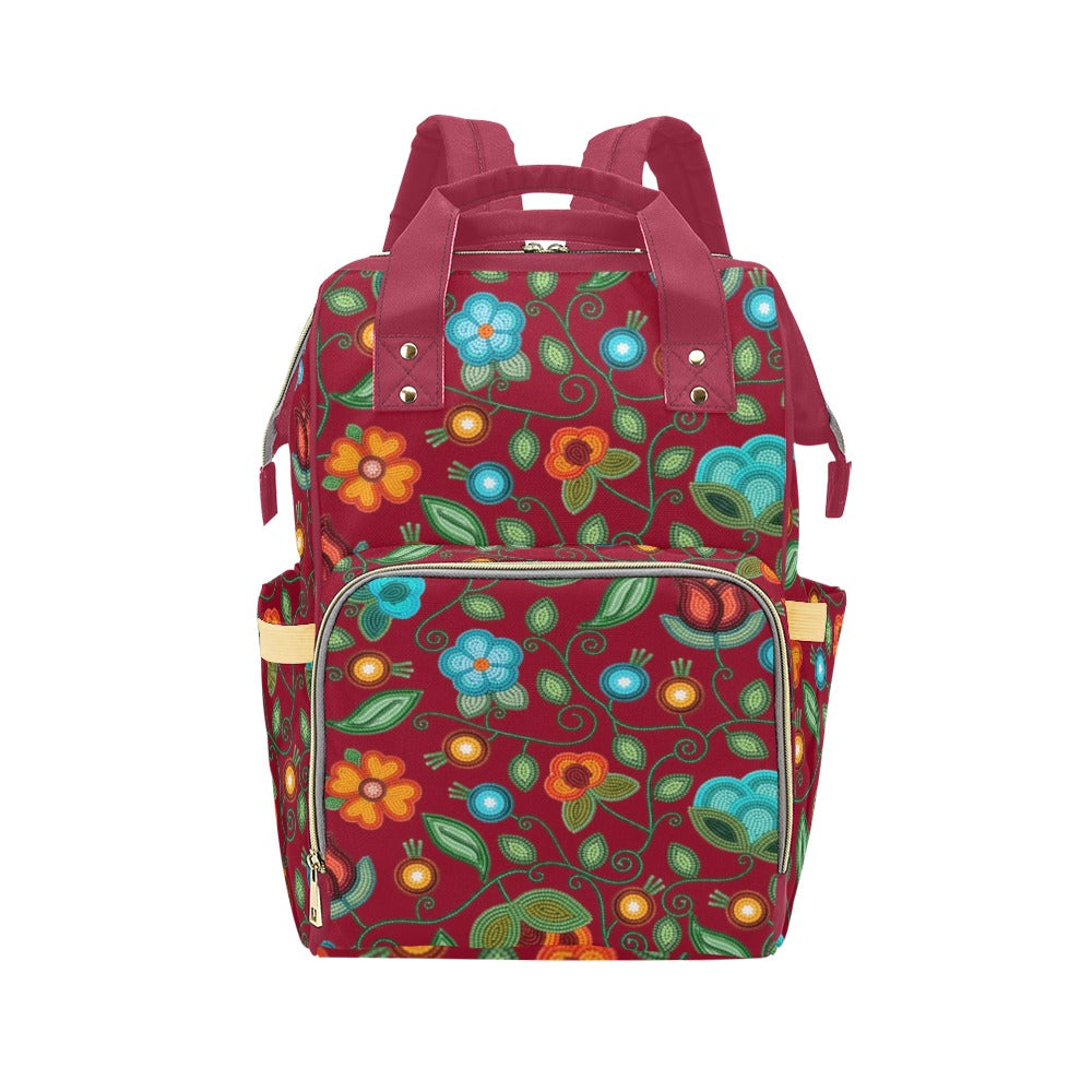 Prairie Fire Petals Red Multi-Function Diaper Backpack/Diaper Bag