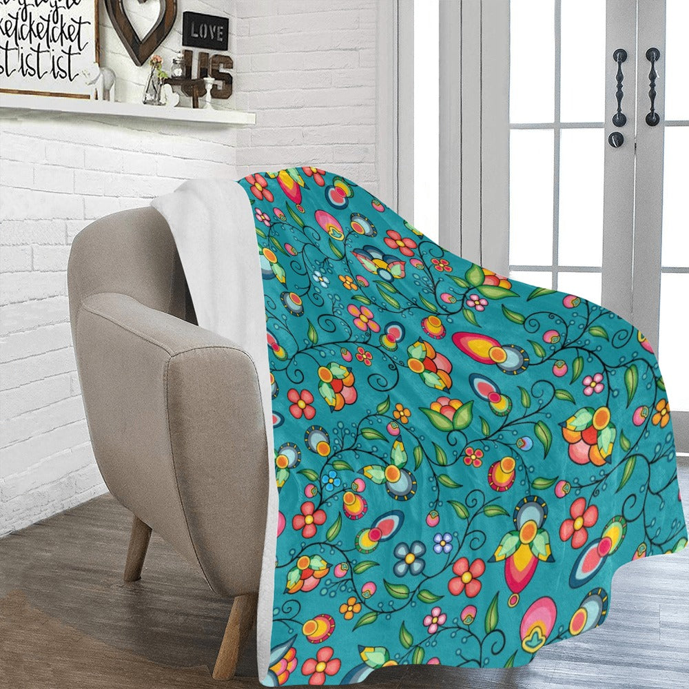 Floral Bounty Teal Ultra-Soft Micro Fleece Blanket 60"x80"
